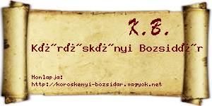 Köröskényi Bozsidár névjegykártya